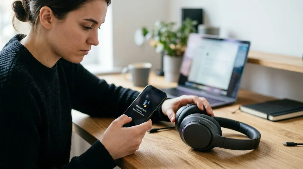 Person troubleshooting Bluetooth… 202608202151
